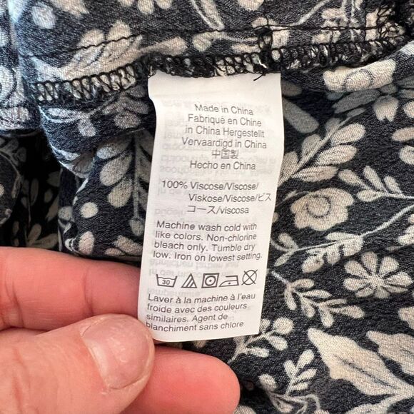 J. Crew Black White Floral Accordian Long Sleeve Half Button Shirt Dress Small - Picture 11 of 13